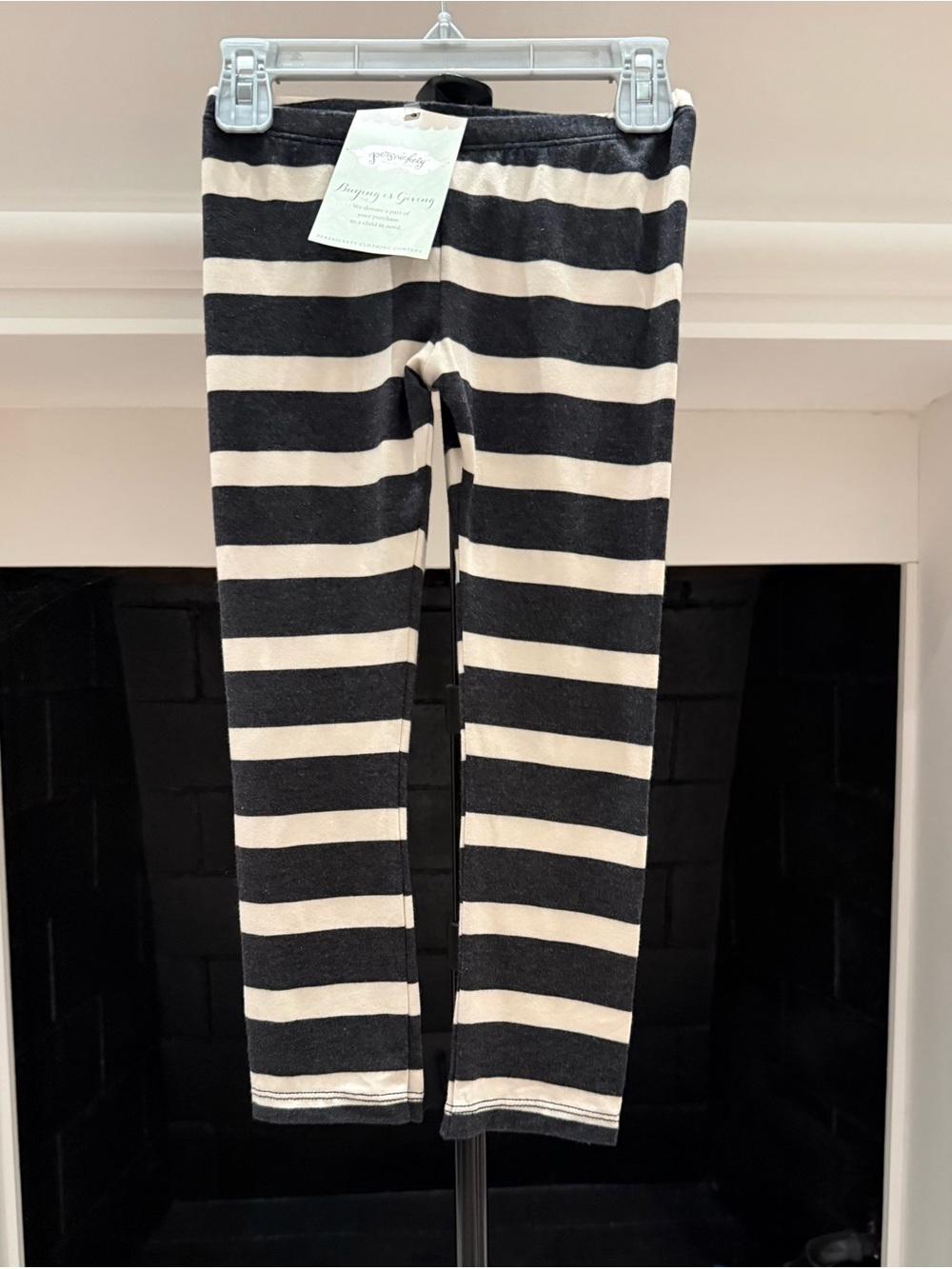 Persnickety Black & Cream Striped Leggings- NWT